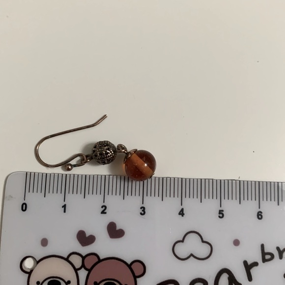 Necklace/earrings set with orange/brown beads. Rose gold filled chain/hardware - Picture 5 of 7